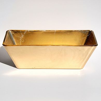 Handmade Rectangular Gilded Serving Bowl - Versatile for Dining or Decor