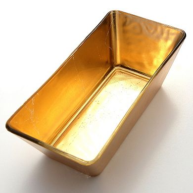 Handmade Rectangular Gilded Serving Bowl - Versatile for Dining or Decor