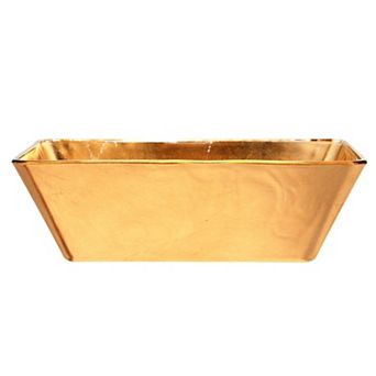 Handmade Rectangular Gilded Serving Bowl - Versatile for Dining or Decor