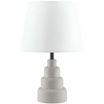 Modern Desk Lamp with White Fabric Shade, Resin Base, E26 60W Compatible