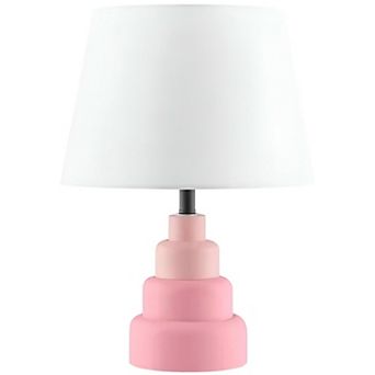 Modern Desk Lamp with White Fabric Shade, Resin Base, E26 60W Compatible