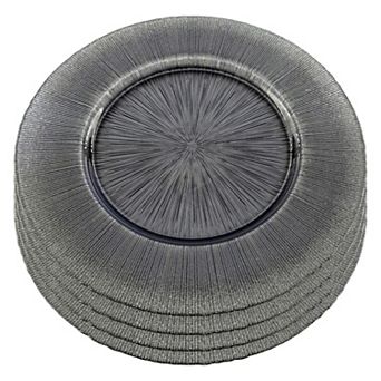 Set of 4 Glitter Charger Plates: Sparkling Table Decor for Glamorous Events