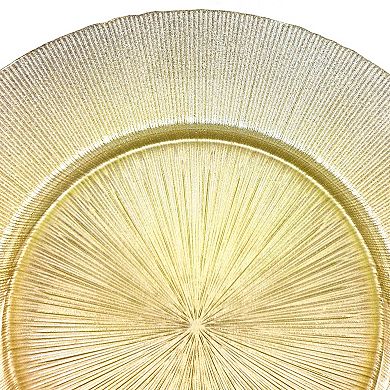 Glass Charger Plate with Stripe Texture - Perfect for Weddings and Buffets