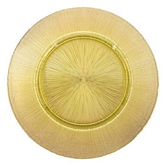 Glass Charger Plate with Stripe Texture - Perfect for Weddings and Buffets