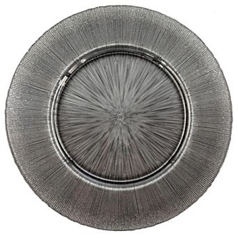 Glass Charger Plate with Stripe Texture - Perfect for Weddings and Buffets