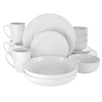 18 pc Porcelain Dinnerware Set Plates, Bowls, Mugs