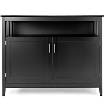 2-Door Wood Buffet Sideboard - Pine and MDF, Open Shelf for Storage and Display