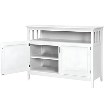 2-Door Wood Buffet Sideboard - Pine and MDF, Open Shelf for Storage and Display