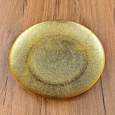 8.25" Glass Salad Plate with Gilded Texture Modern Contemporary Dinnerware