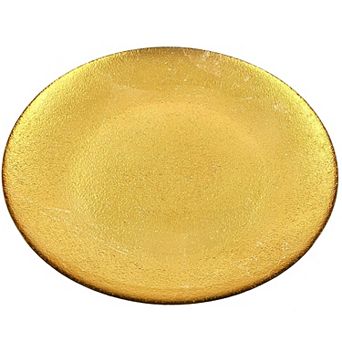 8.25" Glass Salad Plate with Gilded Texture Modern Contemporary Dinnerware