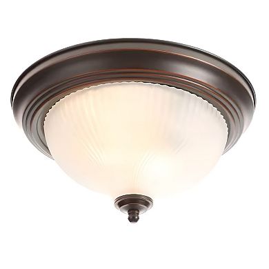 Indoor Flush Mount Ceiling Light with Swirl Glass Shade for Hallway or Bedroom, 11.4 in. Diameter
