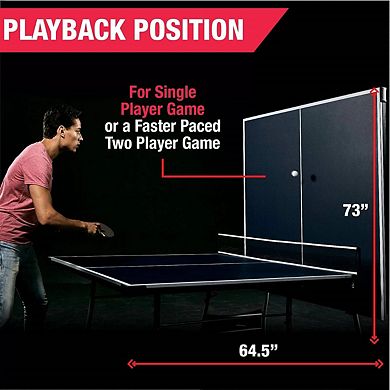 9’ x 5’ Foldable Ping Pong Table Tennis Set with Paddles, Balls, and Net - Blue