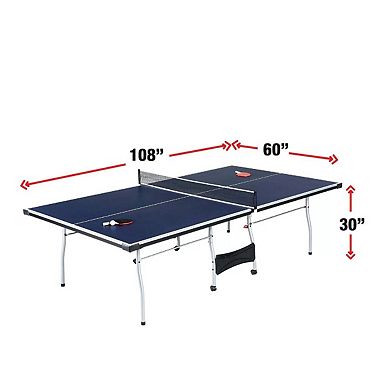 9’ x 5’ Foldable Ping Pong Table Tennis Set with Paddles, Balls, and Net - Blue