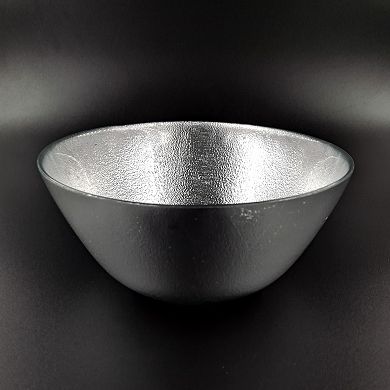 1 Pc 8" Gilded Glass Salad Bowl with Sand-Inspired Texture for Modern Entertaining