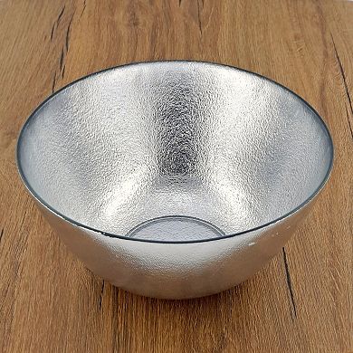 1 Pc 8" Gilded Glass Salad Bowl with Sand-Inspired Texture for Modern Entertaining