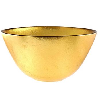 1 pc 8" Gilded Glass Salad Bowl with Sand-Inspired Texture for Modern Entertaining
