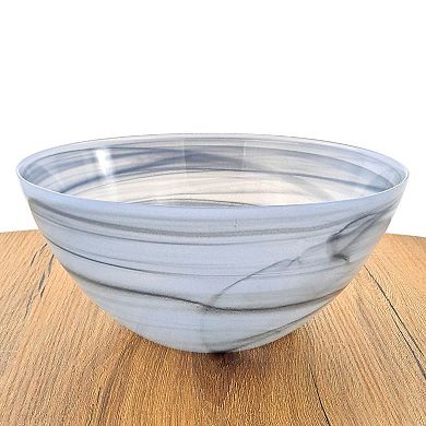 10 Inch Glass Serving Bowl Modern Marbleized Finish for Dinner, Buffet, and Parties, 1 Piece