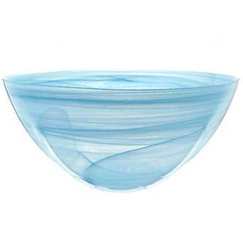 10 Inch Glass Serving Bowl Modern Marbleized Finish for Dinner, Buffet, and Parties, 1 pc