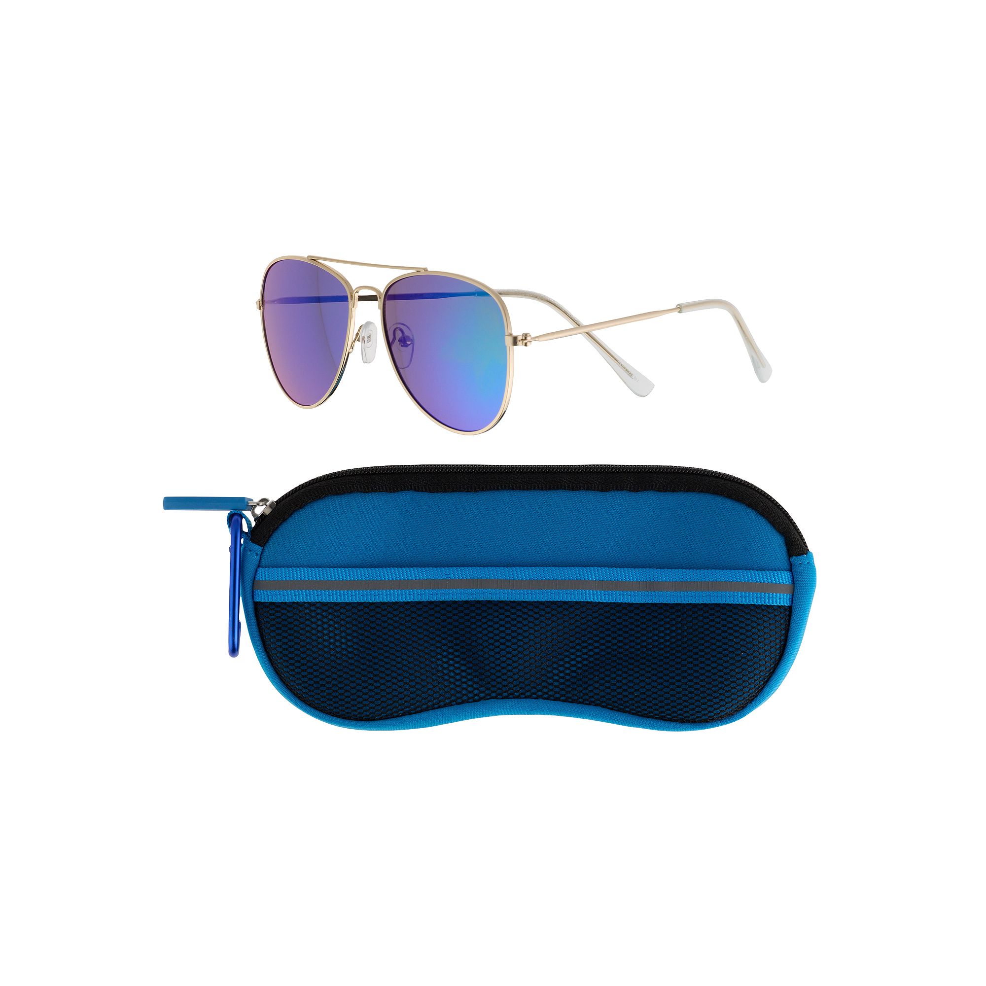 Pan Oceanic Large Mirrored Aviator Sunglasses, Blue