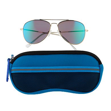 Pan Oceanic Large Mirrored Aviator Sunglasses