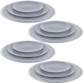 Glass Dinner Plate Set of 12 Marble Swirl Design for Dining and Events