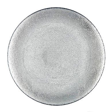 11" Glass Handmade Dinner Plate with Gilded Texture Modern Tableware for Entertaining
