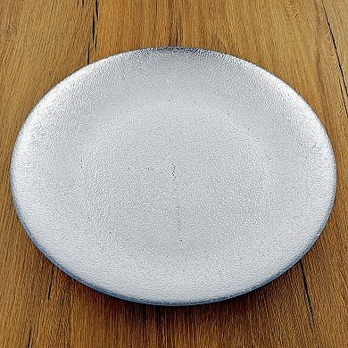 11" Glass Handmade Dinner Plate with Gilded Texture Modern Tableware for Entertaining