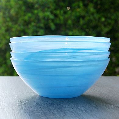 6 Inch Soup Bowl Handmade Glass Bowl Graphite Marble Swirl for Dinner and Parties - 1 Pc