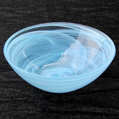 6 Inch Soup Bowl Handmade Glass Bowl Graphite Marble Swirl for Dinner and Parties - 1 Pc