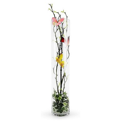 20 Inch Glass Cylinder Vase Tall Slim Centerpiece for Floor or Table Decor - 1 Piece