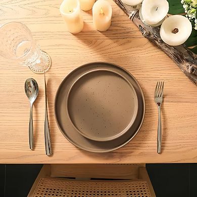 16-Piece Matte Brown Stoneware Dinnerware Set
