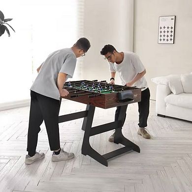 Standard Size Foosball Table with 2 Balls, Anti-Slip Handles, and Foldable Design for Game Room