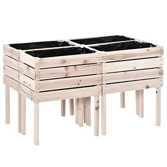 4 pc Farmhouse Style Wooden Elevated Raised Garden Bed Planter Box for Flowers and Vegetables