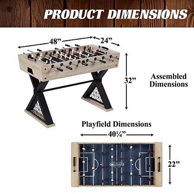 Industrial 48-Inch Foosball Table for Home Game Rooms with Robot-Style Players, Brown