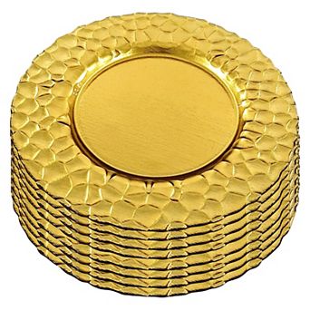 Sleek Charger Plate - Metal Finish and Abstract Rim - Set of 8