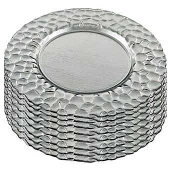 Sleek Charger Plate - Metal Finish and Abstract Rim - Set of 8