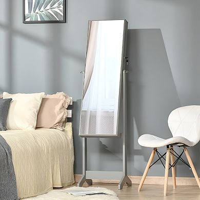 Freestanding 2-in-1 Jewelry Armoire with Full-Length Mirror, Adjustable Angle, Grey, 59.75 inches