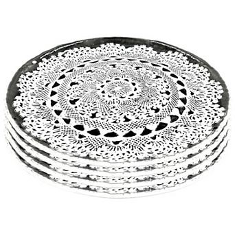 7 Inch Canape Plates Set of 4 Glass Accent Plates for Parties and Events