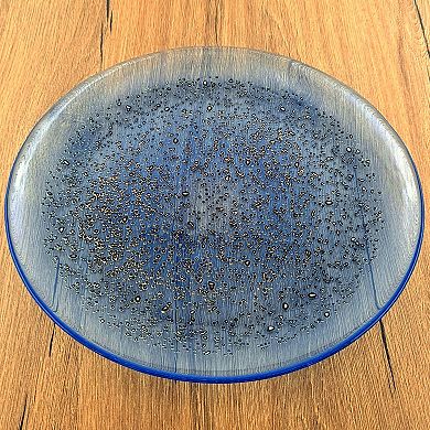 11" Glass Dinner Plate with Gold Pebble Pattern Modern Tableware for Parties - 1 Piece