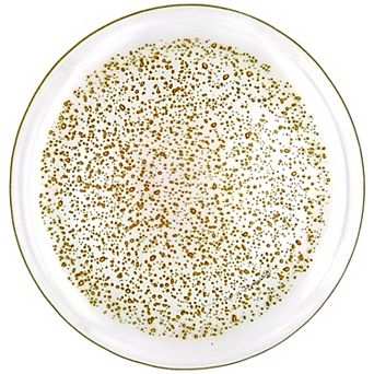 11" Glass Dinner Plate with Gold Pebble Pattern Modern Tableware for Parties - 1 pc