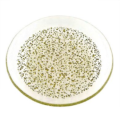 1 PC 7 Inch Canape Plate Colored Glass with Unique Shimmering Pebble Pattern for Dinner and Buffets