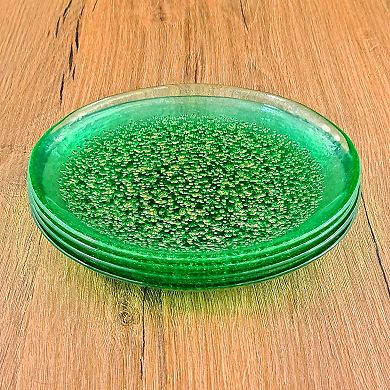 1 PC 7 Inch Canape Plate Colored Glass with Unique Shimmering Pebble Pattern for Dinner and Buffets