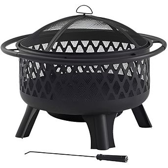 30-Inch Steel Outdoor Fire Pit with Grill, Screen, and Poker Included