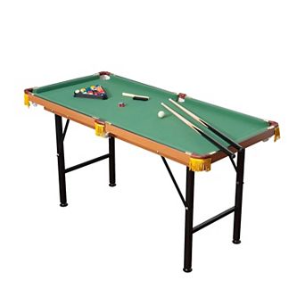 54-Inch Green Fleece Pool Table Set with Balls, Cues & Rack - Easy Setup for Home Play