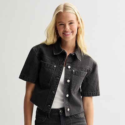 【X-girl】DENIM CROPPED SHIRT 7357302_Black_Acid_Wash?wid=