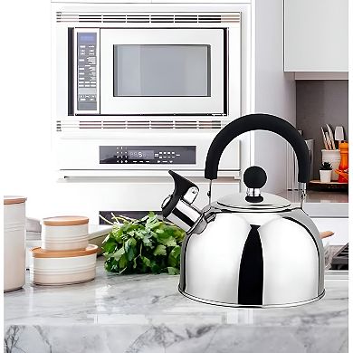 Stainless Steel Whistling Tea Kettle 2.5 Qt, Stovetop Water Kettle for Tea and Coffee, Silver