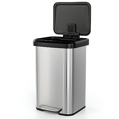 13-Gallon Stainless Steel Step Trash Can with Soft Close Lid - Durable & Stylish