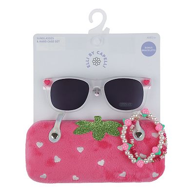 Girls Capelli Strawberry Sunglasses, Case & 2 pc Bracelet Set