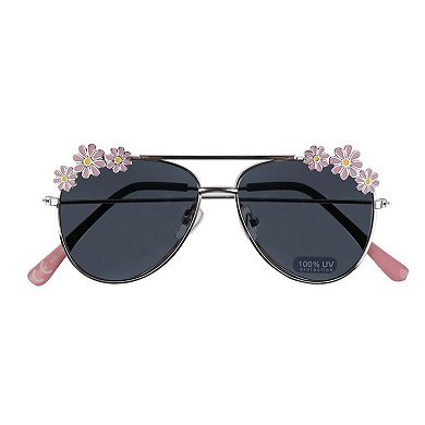 Girls Capelli Rainbow Glitter Daisy Sunglasses, Case & 2pc Bracelet Set