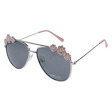 Girls Capelli Rainbow Glitter Daisy Sunglasses, Case & 2pc Bracelet Set